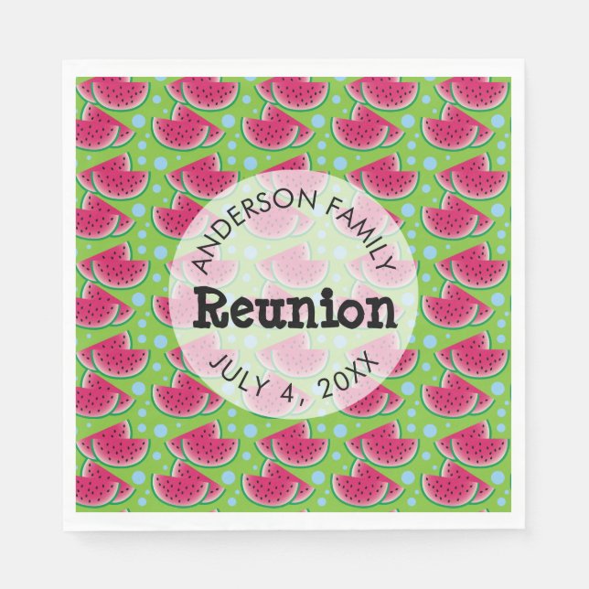 Family Reunion Watermelon Background Paper Napkins (Front)