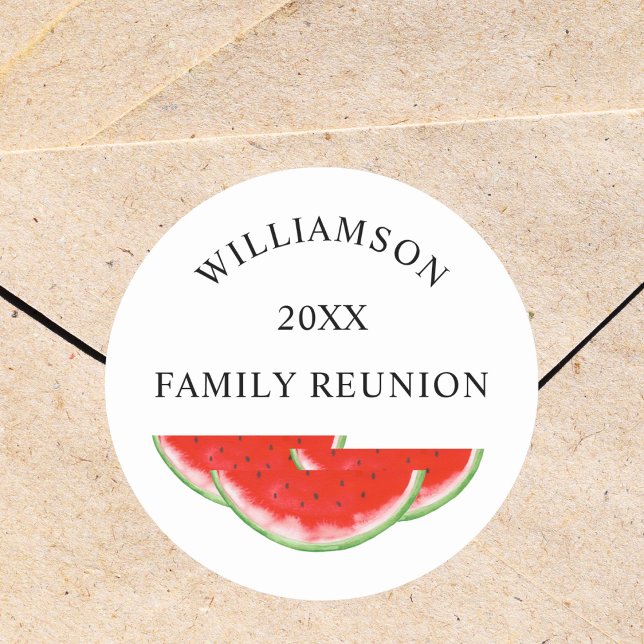 Family Reunion Watermelon  Classic Round Sticker (Creator Uploaded)