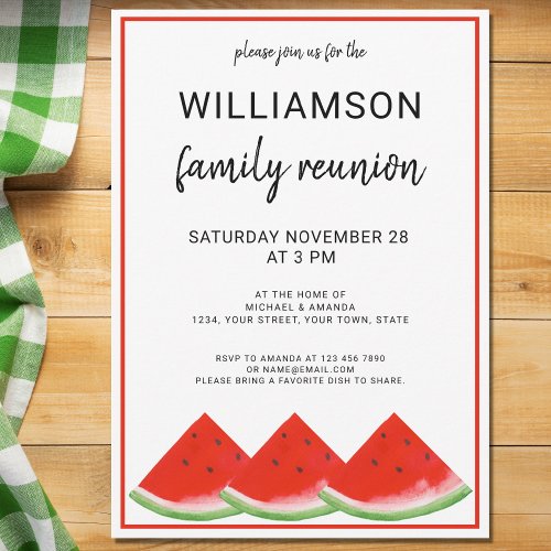  Family Reunion Watermelon Summer Party Invitation