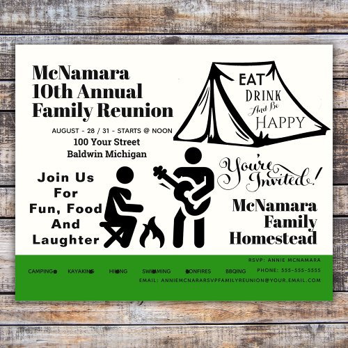 Family Reunion Weekend Camp Invitation  Flyer
