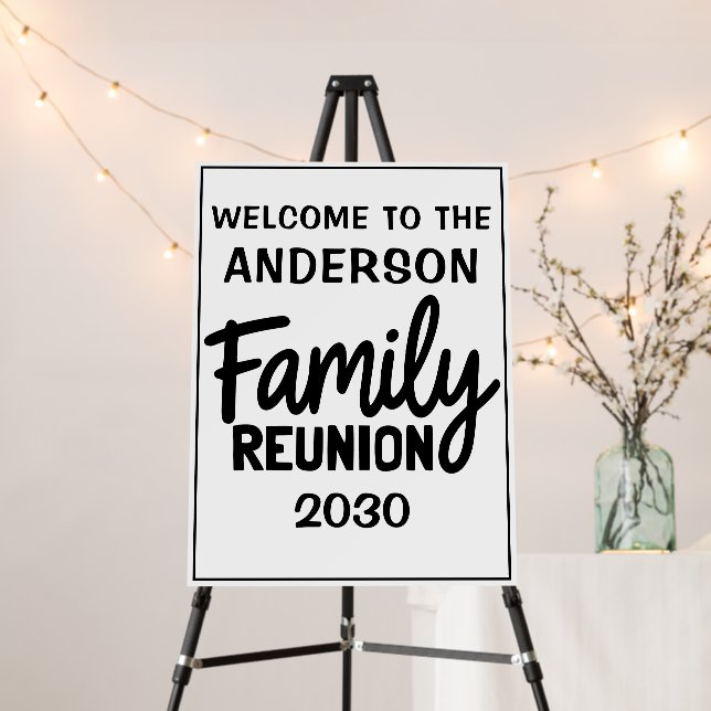 Family Reunion Welcome Bold Script Sign Board (In Situ (Stand))