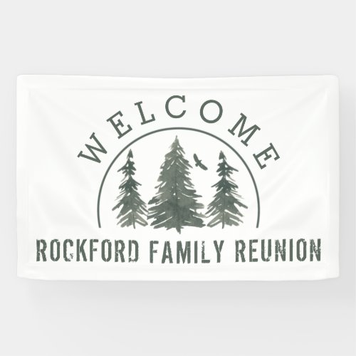 Family Reunion Welcome Green Forest Pine Trees Banner