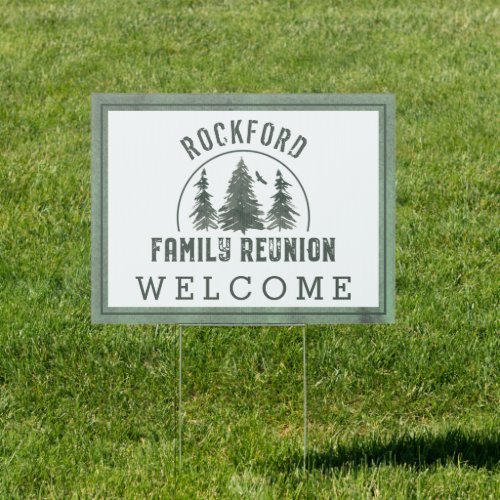 Family Reunion Welcome Green Forest Trees Sign