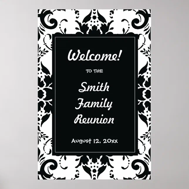 Family Reunion Welcome Sign Damask | Zazzle