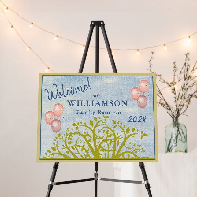 Family Reunion Welcome Sign Genealogy Tree  (In Situ (Stand))