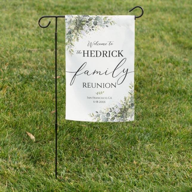 Family Reunion Welcome Sign, Reunion Poster Garden Flag (In SItu)