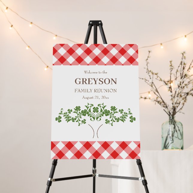 Family Reunion Welcome Signs Reg Gingham Tree (In Situ (Stand))