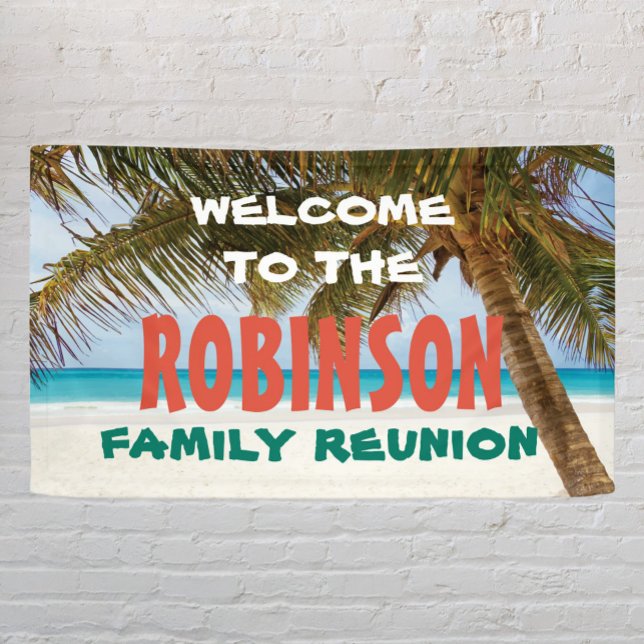 Family Reunion Welcome with beach and palm tree Banner (Creator Uploaded)