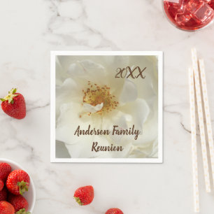 Family Reunion White Rose Photo Floral Gathering Napkins