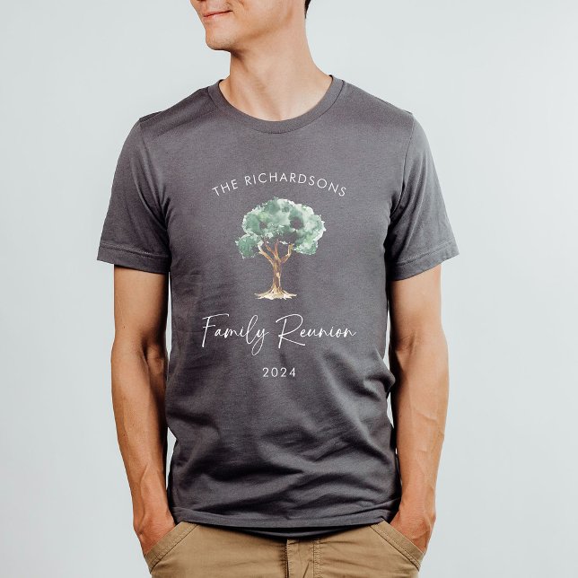 Family Reunion with Tree and Modern Script T-Shirt (A simple and modern family reunion shirt)