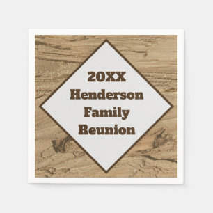 Family Reunion Wood Grain Family Name and Year Napkins