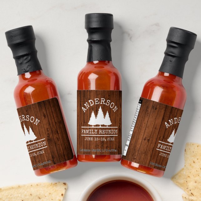 Family Reunion Wood Rustic Pine Trees Hot Sauces (Laydown)