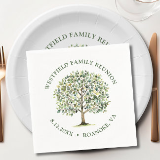 Family Reunion Woodland Watercolor Tree Napkins