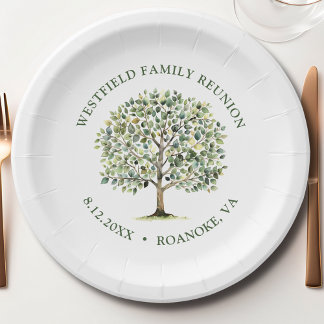 Family Reunion Woodland Watercolor Tree Paper Plates