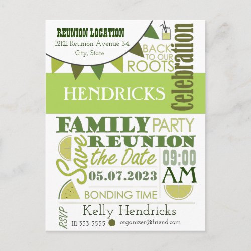 Family Reunion Word Art design I Postcard