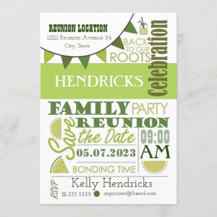 Family Reunion Word Art design Invitation