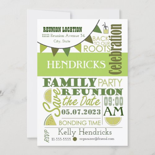 Family Reunion Word Art design Invitation