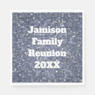 Family Reunion Year and Last Name Blue Mosaic Napkins