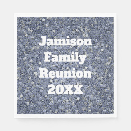 Family Reunion Year and Last Name Blue Mosaic Napkins