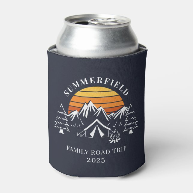 Family Road Trip Camping Vacation Custom Can Cooler (Can Front)