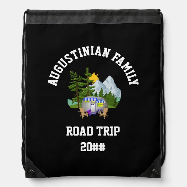 Family Road Trip Drawstring Bag (Front)