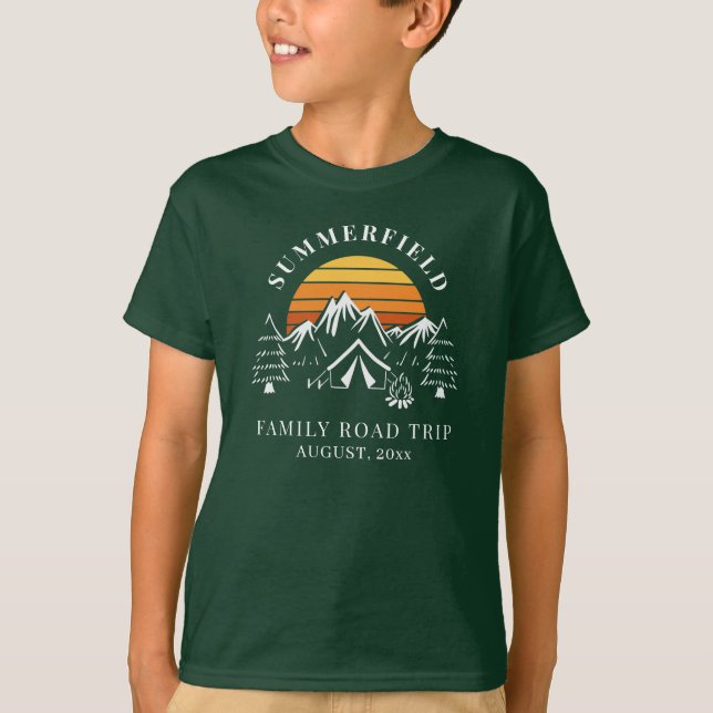 Family Road Trip Matching Camping Retro T-Shirt (Front)