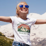 Family Road Trip Mountains Sunset Custom Girls T-Shirt<br><div class="desc">This awesome vintage sunset over rocky mountains in nature makes a great image for a set of customized kids t-shirts for a family reunion, road trip, or summer vacation. Commemorate your holiday week with matching tees for all of your kids. Just add your own last name and the year with...</div>