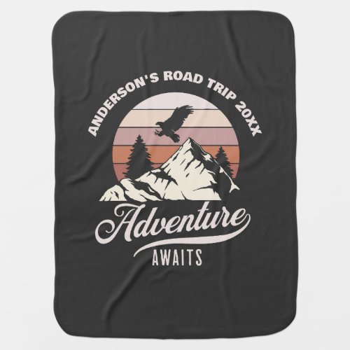 Family Road Trip Summer Vacation Mountains Vintage Baby Blanket