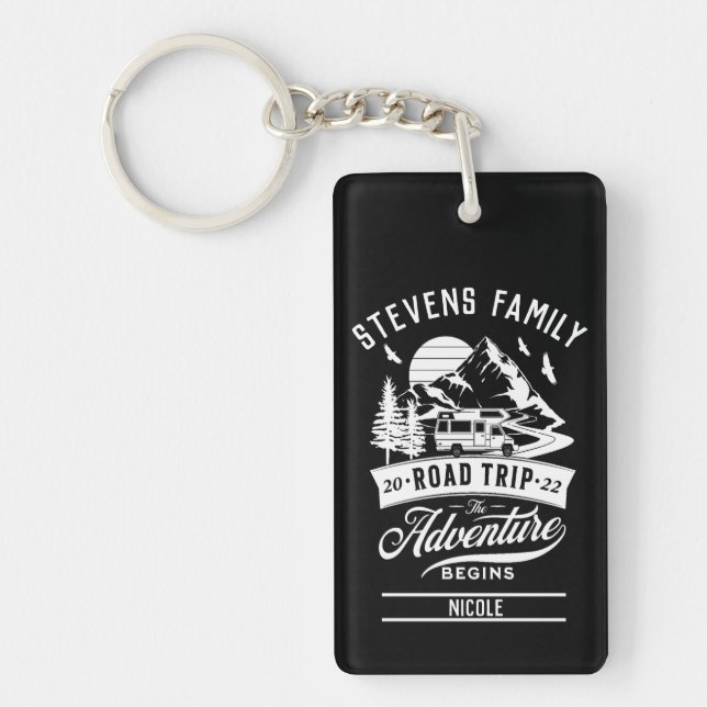 Family Road Trip The Adventure Begins Keychain (Front)