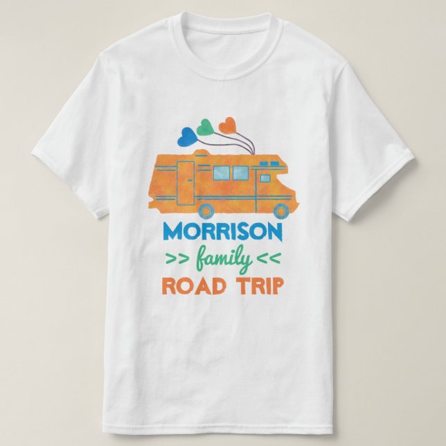 Family Road Trip Vacation Camper RV | Personalized T-Shirt (Design Front)
