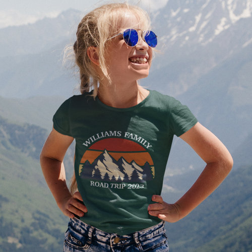 Family Road Trip Vacation Mountains Custom Kids T_Shirt
