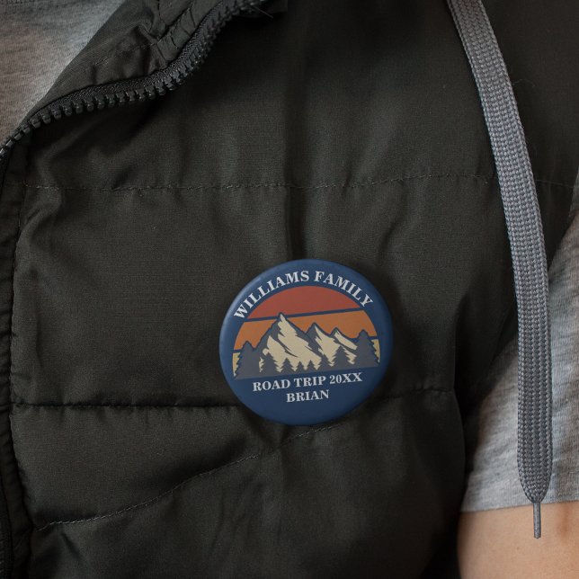 Family Road Trip Vacation Mountains Custom Reunion Button (Creator Uploaded)