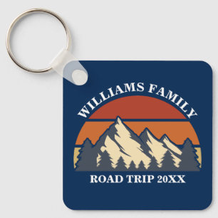 Family Road Trip Vacation Mountains Custom Reunion Keychain