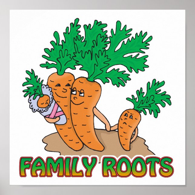 family roots cute carrot family cartoon poster (Front)