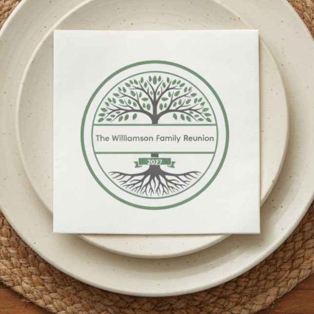 Family Roots Reunion Paper Dinner Napkins (Family reunion Paper napkin )