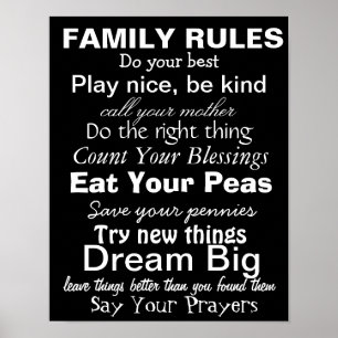 FAMILY RULES #2, Inspiration for a happy family! Poster