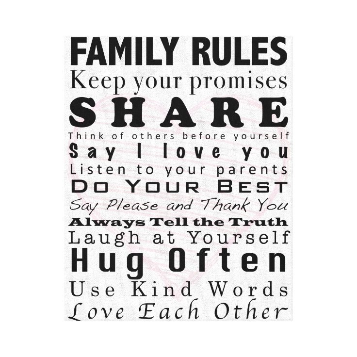 Family Rules Canvas Print | Zazzle