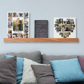 Family Rules Chalkboard And Custom Photo Collages Picture Ledge by PictureCollage at Zazzle