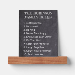 Family Rules Chalkboard with 10 Personalized Lines Picture Ledge