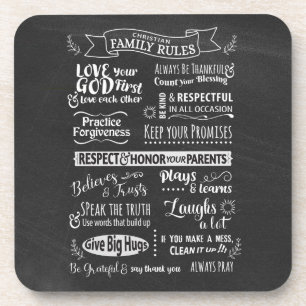 Family Rules - Christian values to live together Beverage Coaster