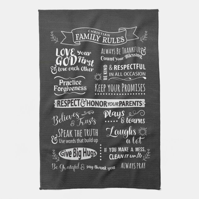 Family Rules - Christian values to live together Kitchen Towel (Vertical)