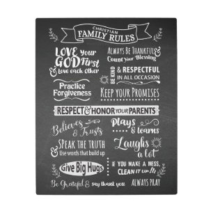 Family Rules - Christian values to live together Metal Print