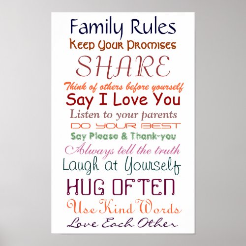Family Rules for Togetherness Poster