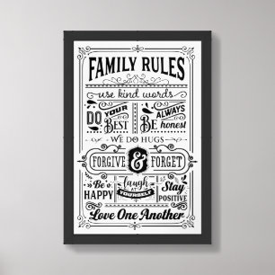 Family Rules Framed Art