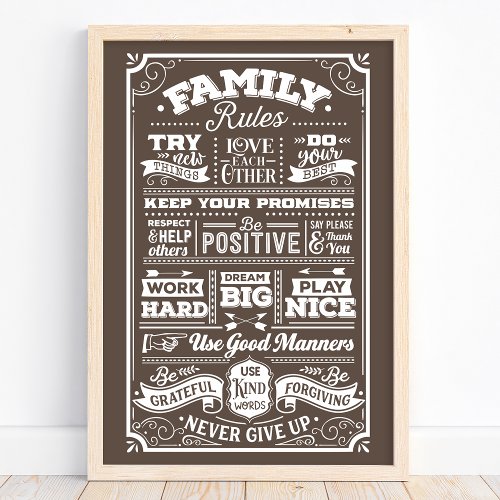 Family Rules Fun House Rules Typography Poster