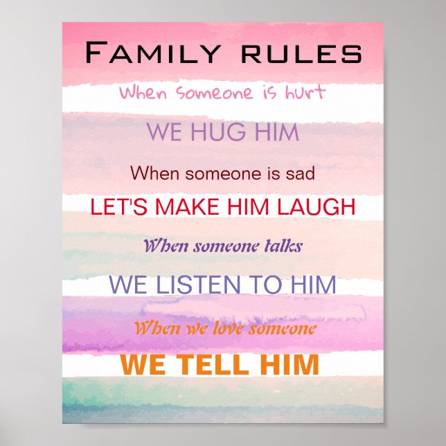 Family rules in colors poster (Front)