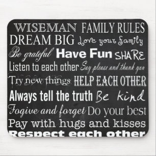 Family Rules Last Name Personalized Cust Mouse Pad