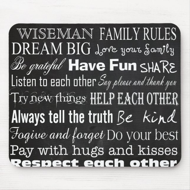 Family Rules Last Name Personalized Cust Mouse Pad (Front)