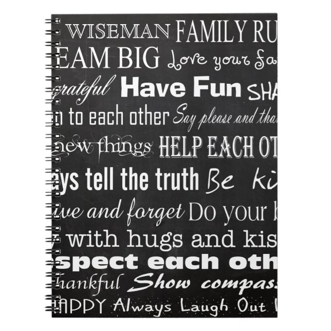 Family Rules Last Name Personalized Cust Note Book (Front)