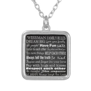 Family Rules Last Name Personalized Custo Necklace